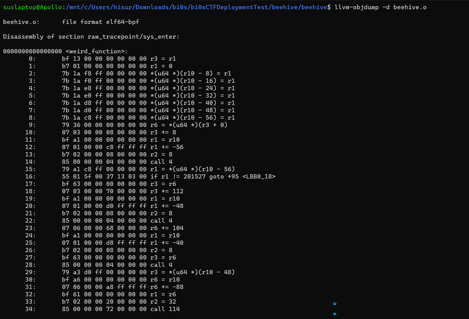 llvm output